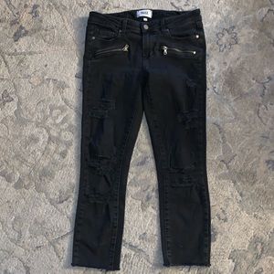 Paige Indio zip black jeans size 28